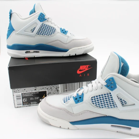 Air Jordan 4 Retro (GS) Off White/Military Blue 6.5Y - Picture 2 of 14
